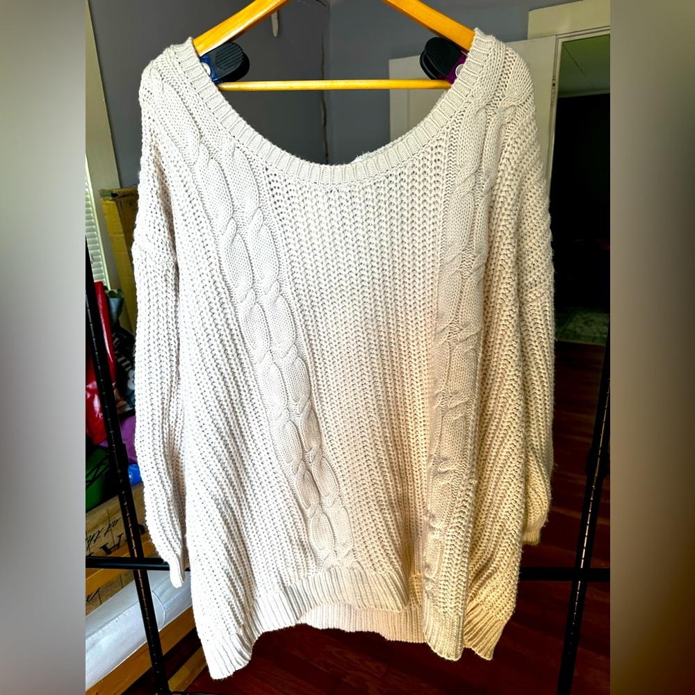Cream oversized sweater | Torrid | 4x | bow detail in back